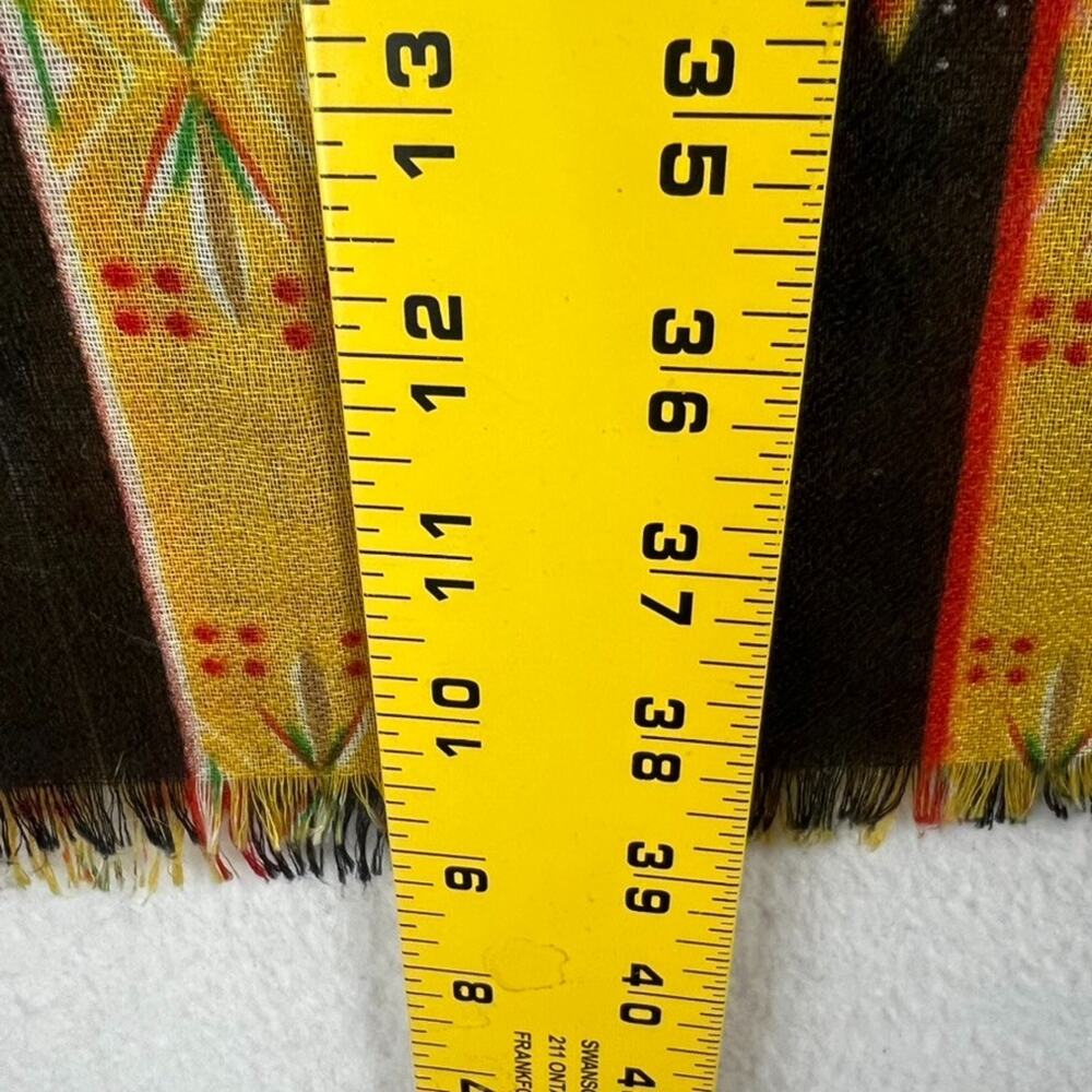 Scarf Wrap Shawl Floral XL Long Orange Green Vtg Viscose - Picture 2 of 8